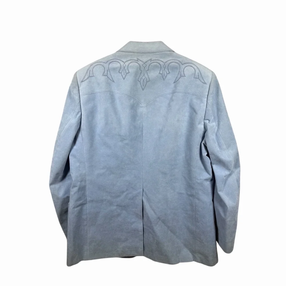 Vintage Scully Light Blue Suede Men's Blazer‎ w Embroidery Sz 42 (L) - approx